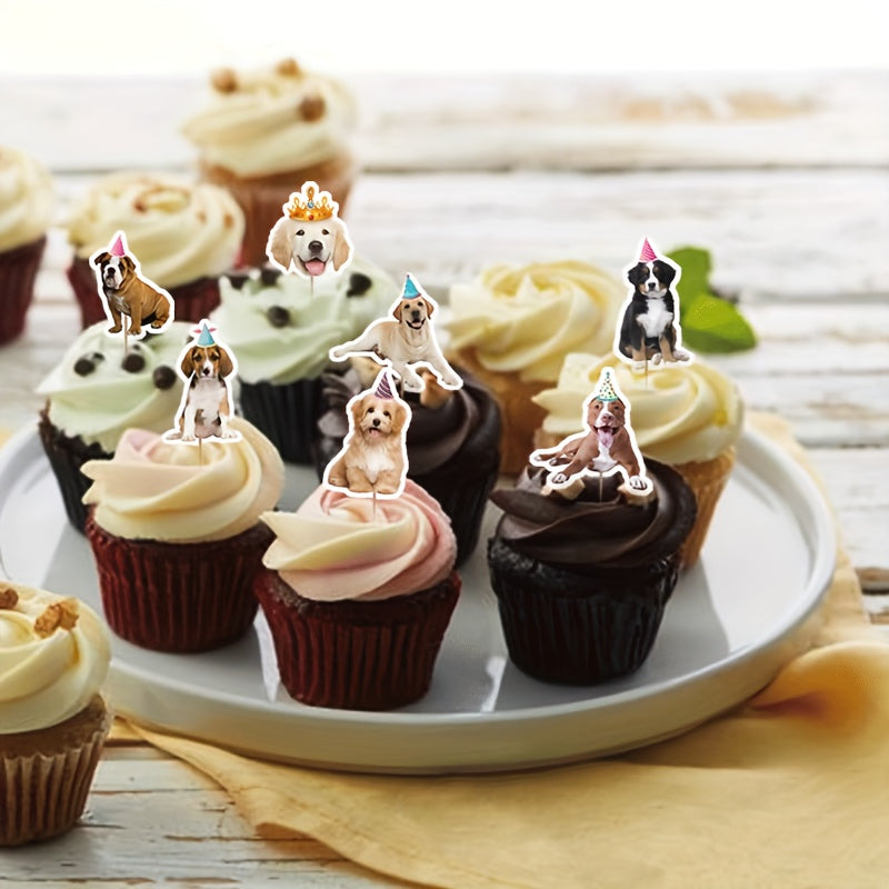 24-Pack Dog Birthday Cupcake Toppers - Assorted Puppy Designs for Celebrations