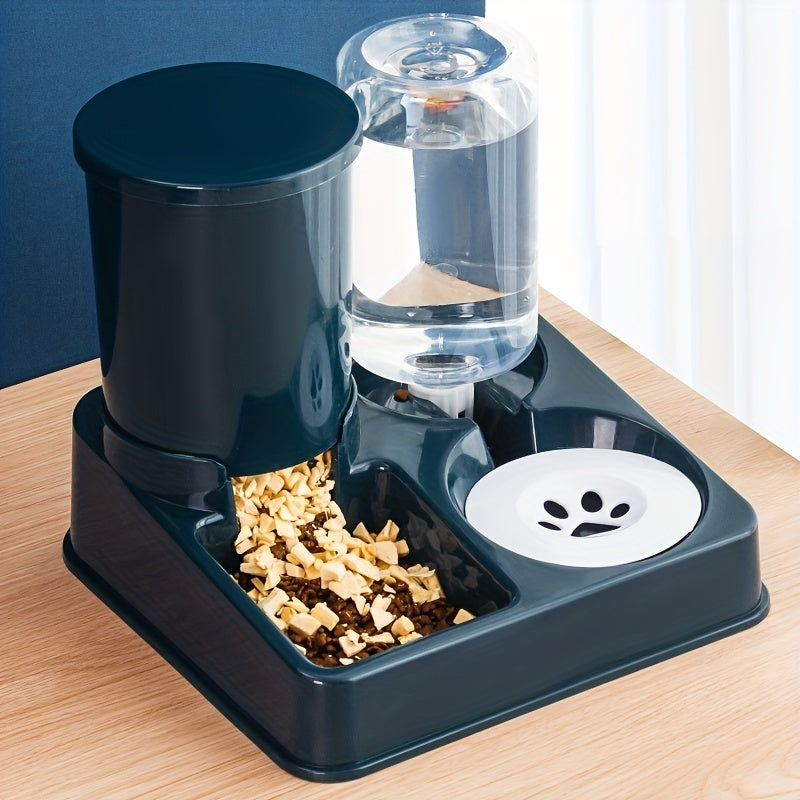 Dual Bowl Automatic Cat Feeder with Water Dispenser - Modern Pet Feeding Station for Cats