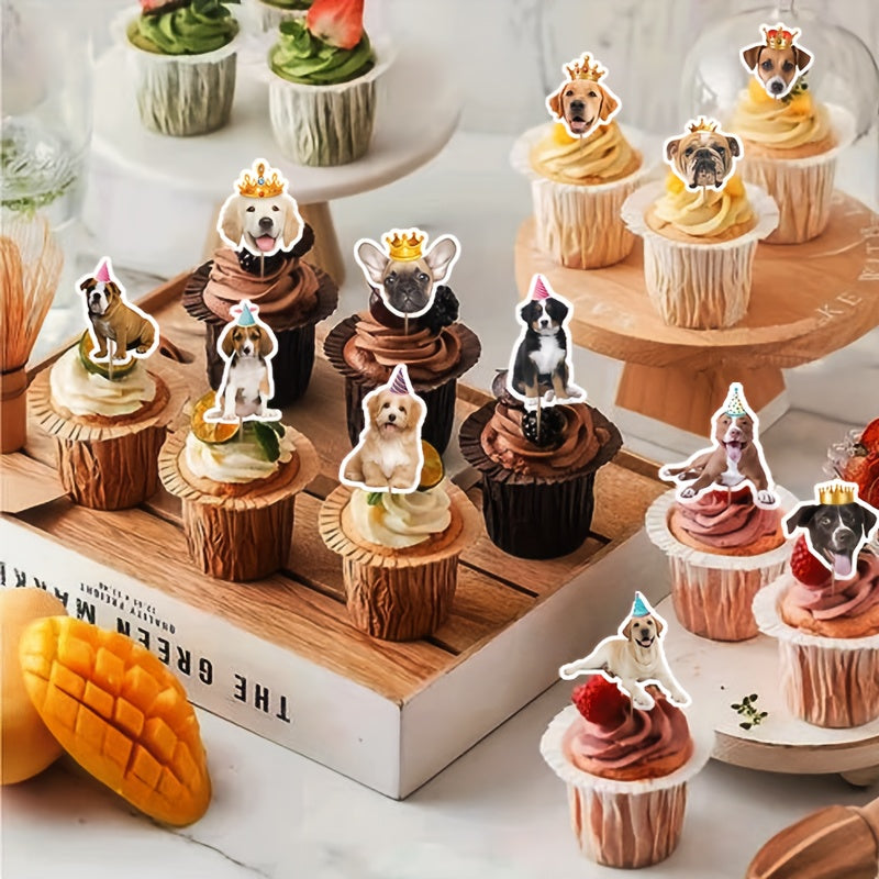 24-Pack Dog Birthday Cupcake Toppers - Assorted Puppy Designs for Celebrations