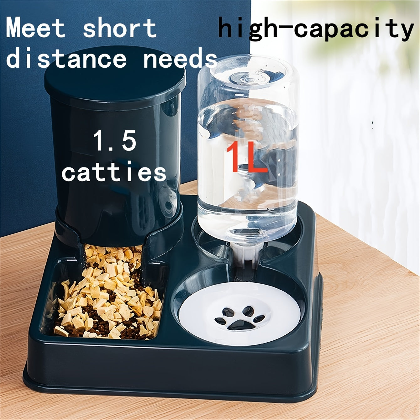 Dual Bowl Automatic Cat Feeder with Water Dispenser - Modern Pet Feeding Station for Cats