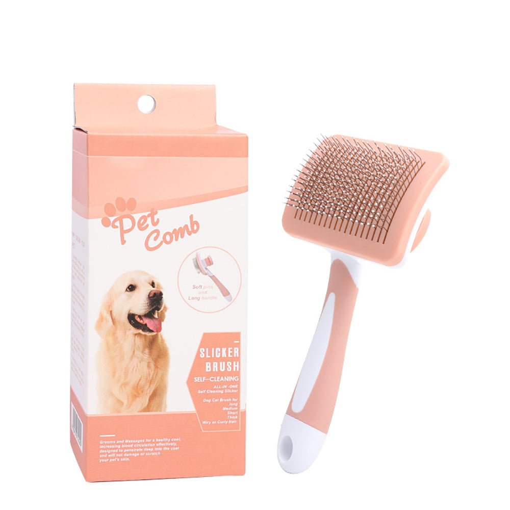 Self-Cleaning Pet Slicker Brush – One-Click Grooming Tool for Dogs & Cats