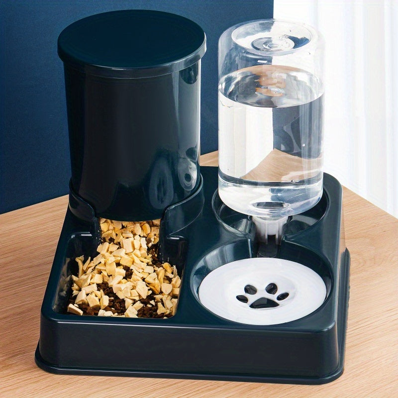 Dual Bowl Automatic Cat Feeder with Water Dispenser - Modern Pet Feeding Station for Cats
