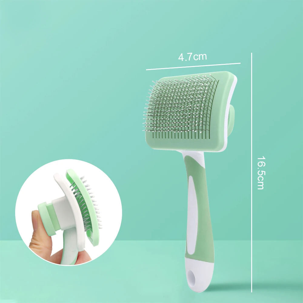 Self-Cleaning Pet Slicker Brush – One-Click Grooming Tool for Dogs & Cats