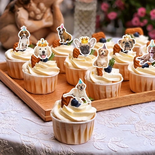 24-Pack Dog Birthday Cupcake Toppers - Assorted Puppy Designs for Celebrations