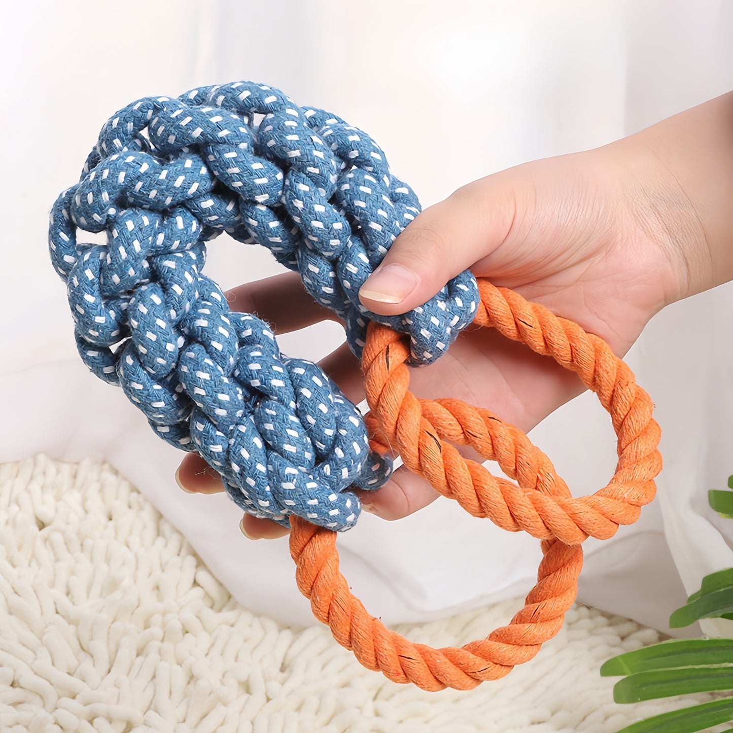 Dual Loop Tug Rope Dog Toy – Durable Braided Chew & Play Toy for Small & Medium Dogs