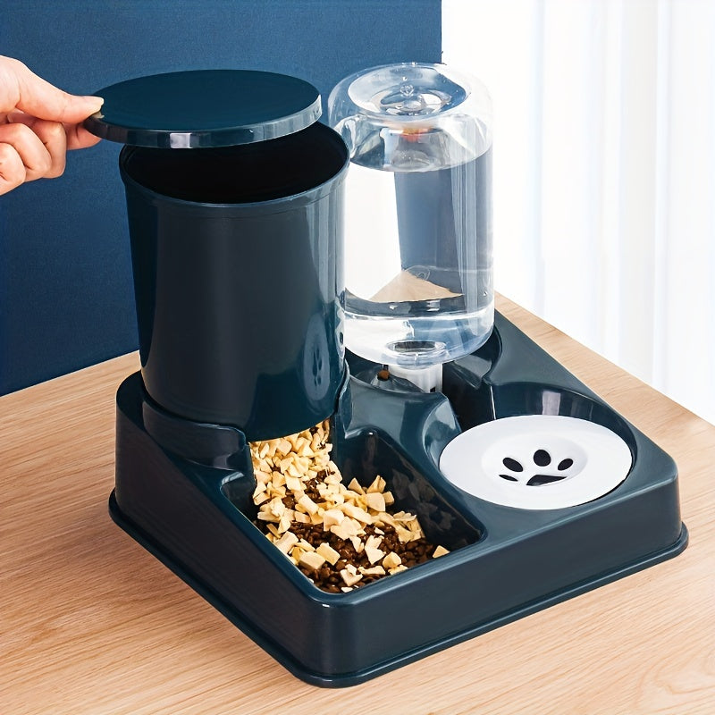 Dual Bowl Automatic Cat Feeder with Water Dispenser - Modern Pet Feeding Station for Cats
