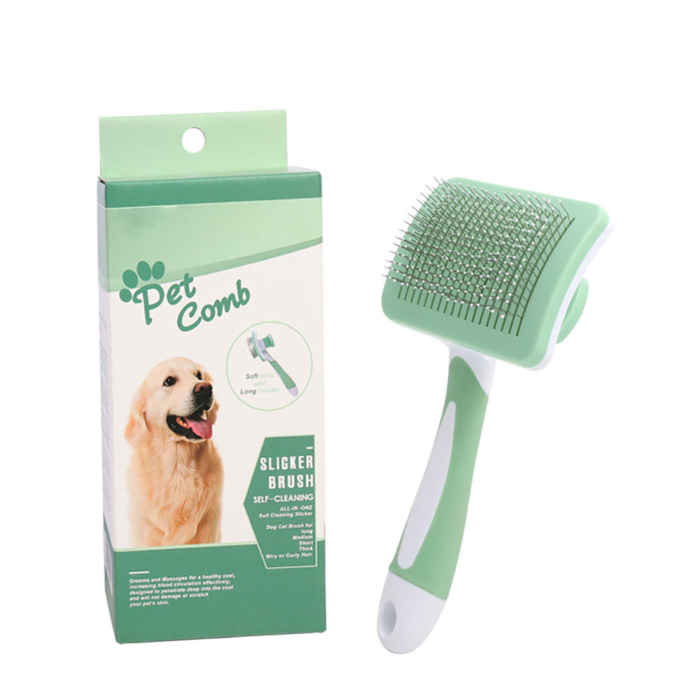 Self-Cleaning Pet Slicker Brush – One-Click Grooming Tool for Dogs & Cats