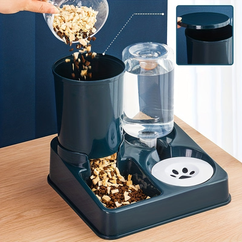 Dual Bowl Automatic Cat Feeder with Water Dispenser - Modern Pet Feeding Station for Cats