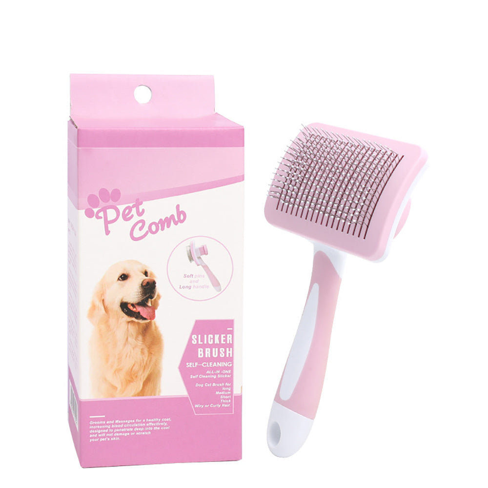 Self-Cleaning Pet Slicker Brush – One-Click Grooming Tool for Dogs & Cats