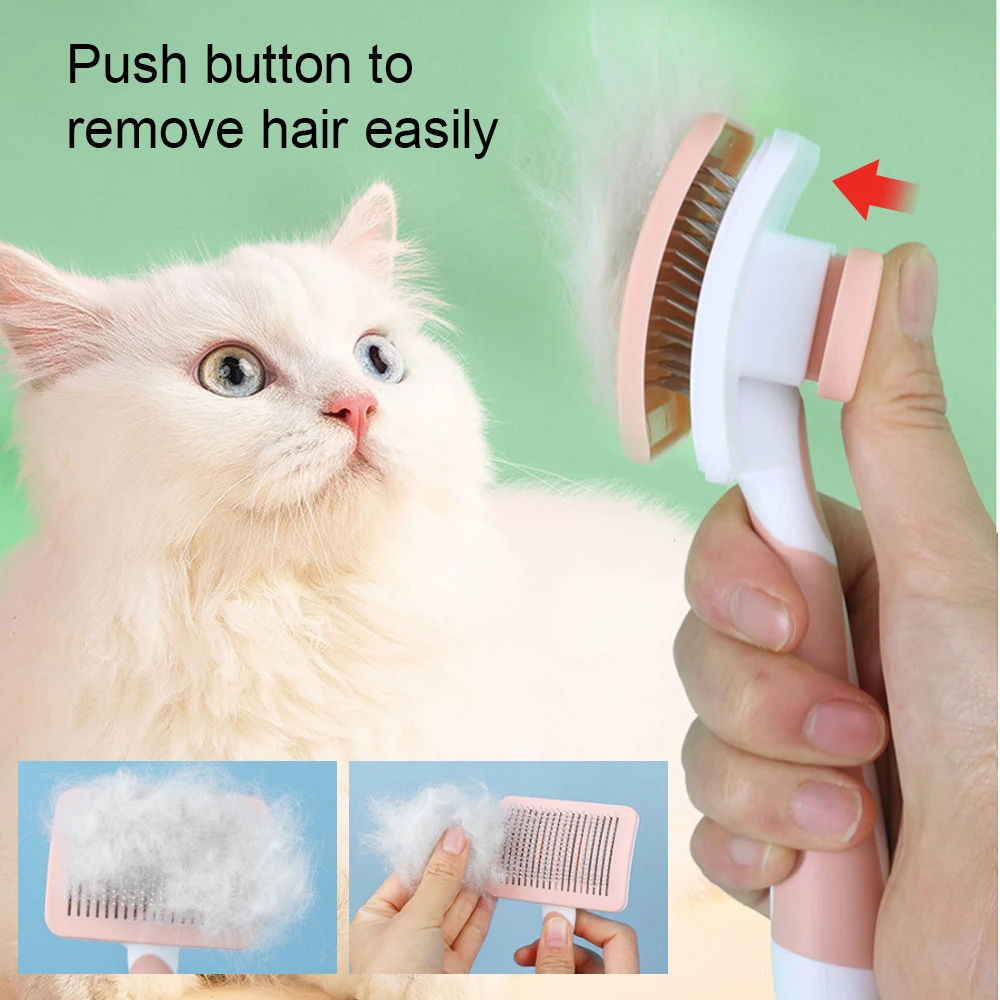 Self-Cleaning Pet Slicker Brush – One-Click Grooming Tool for Dogs & Cats