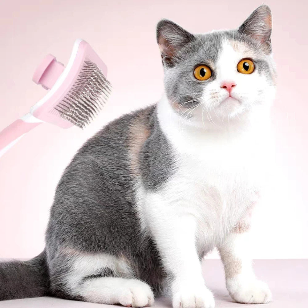 Self-Cleaning Pet Slicker Brush – One-Click Grooming Tool for Dogs & Cats